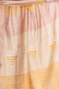 Bhagalpur Silk Grey Saree With Stripe Motif